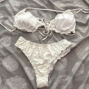 White Eyelet Bikini Set